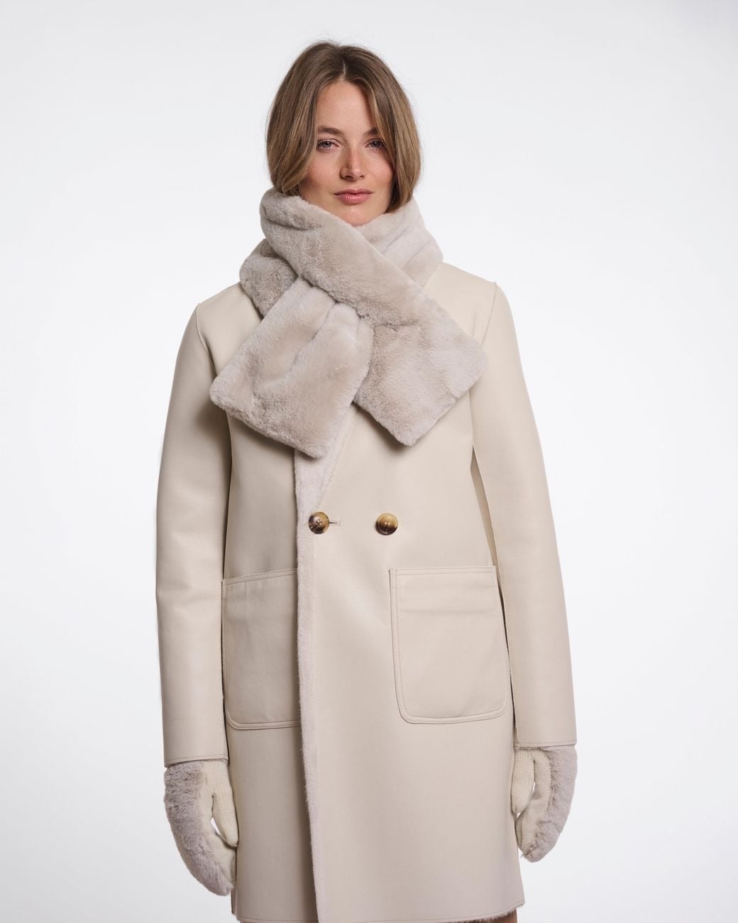 Rino & Pelle Natural Stip Faux Fur Scarf