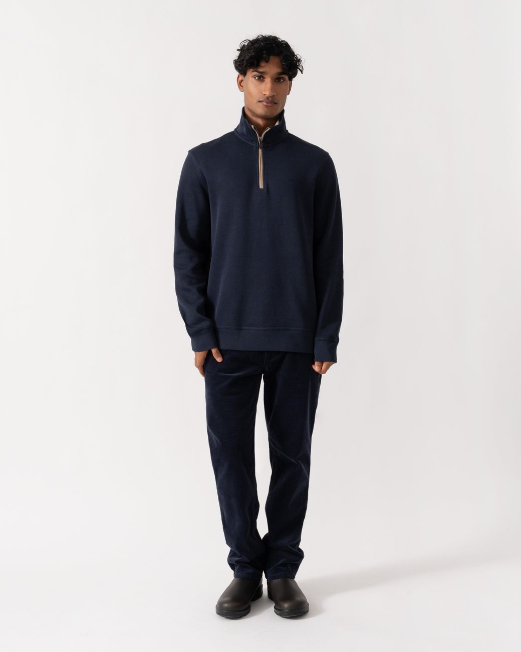 Gant Blue Sacker Rib Half Zip Sweatshirt for men