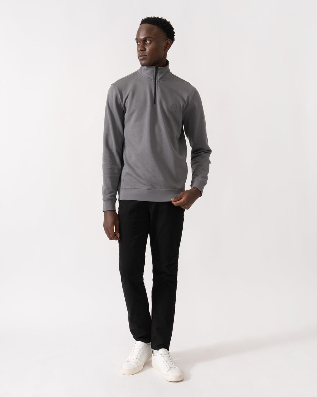 Boss Gray Zetrust 1/4 Zip Sweatshirt for men