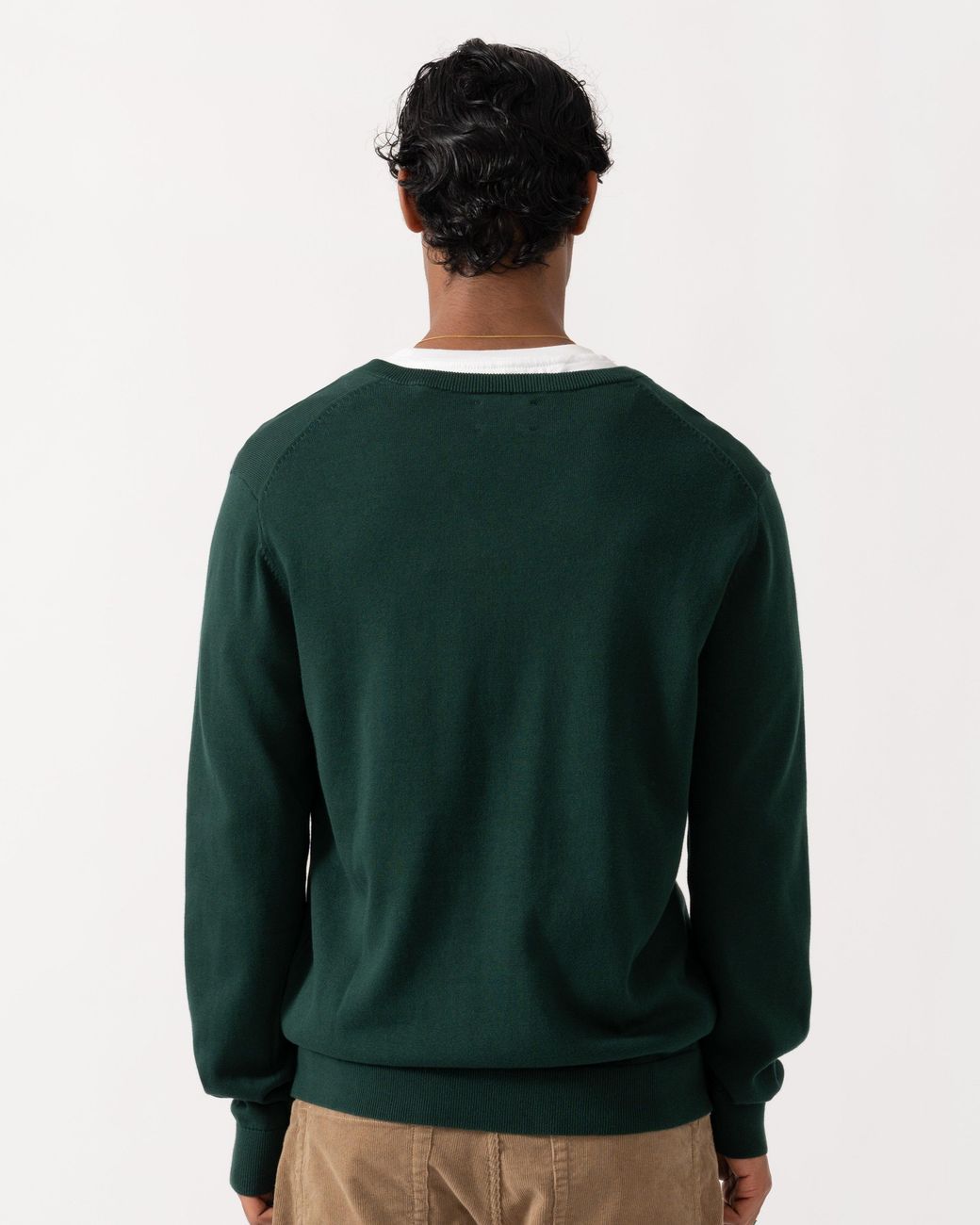 Gant Green Classic Cotton Shield Logo V-Neck Jumper for men