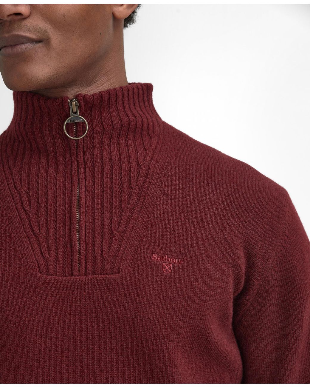 Barbour Red Essential Lambswool Half-Zip Jumper , Size: L for men