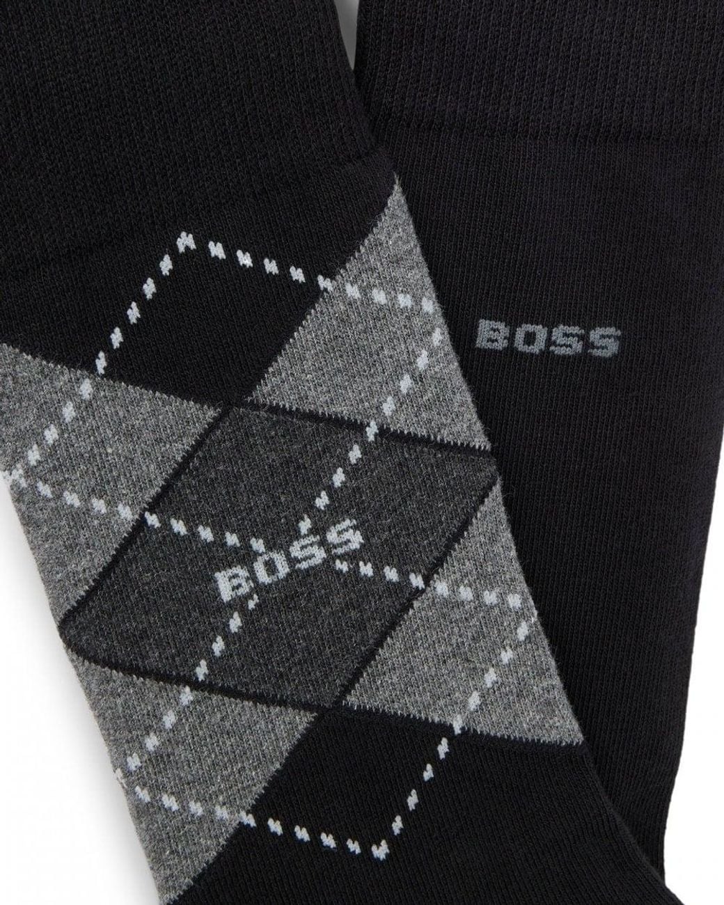 Boss Black 2 Pack Combed Cotton Argyle Socks for men