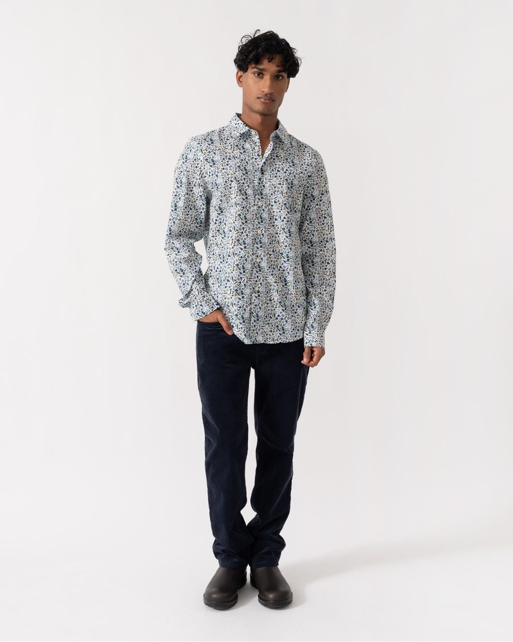 Paul Smith Gray Ps Tailored Fit Long Sleeve Floral Pattern Shirt for men