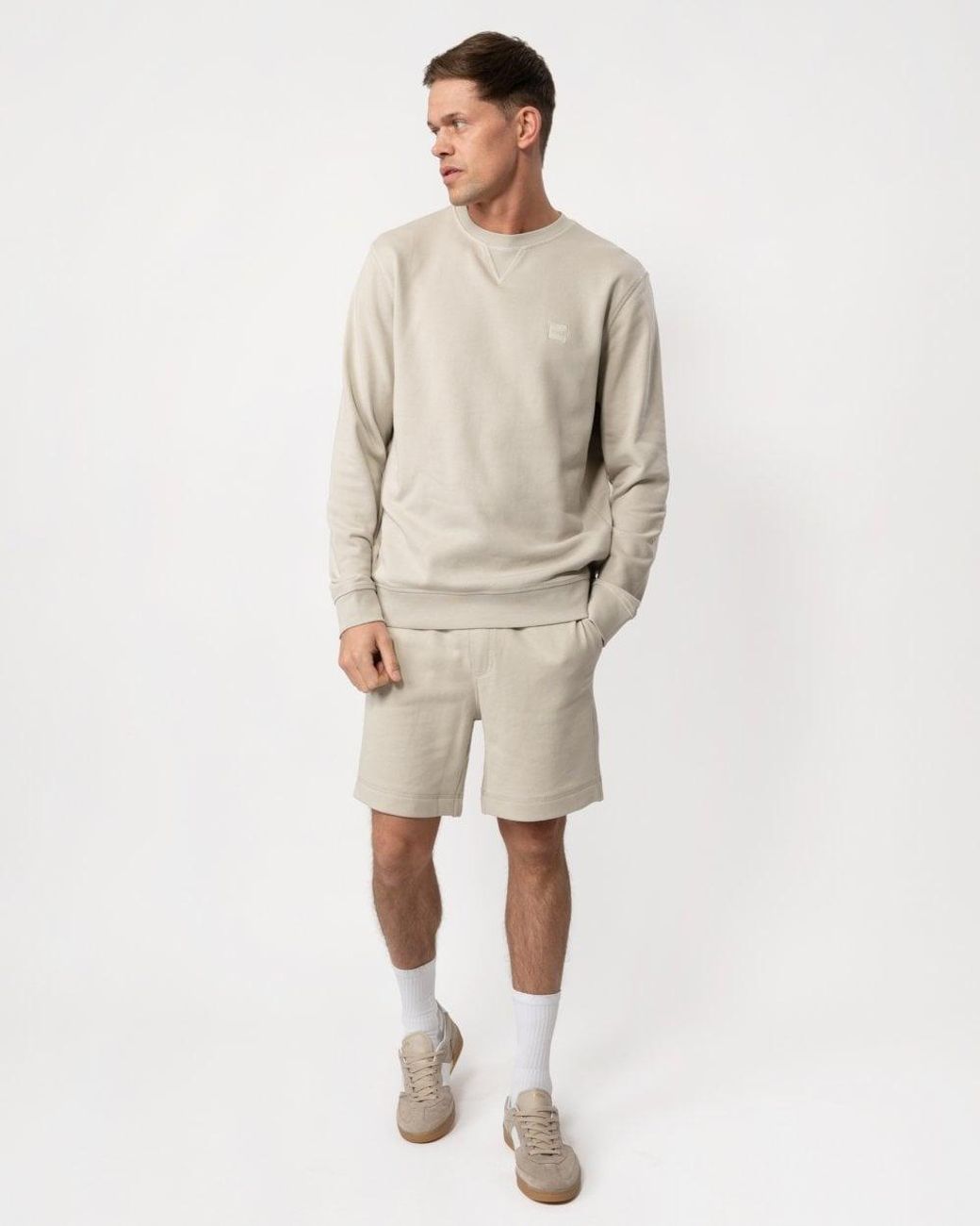 Boss Natural Boss Westart Crew Neck Sweatshirt With Logo Patch Colour: Light 271, Size: L for men