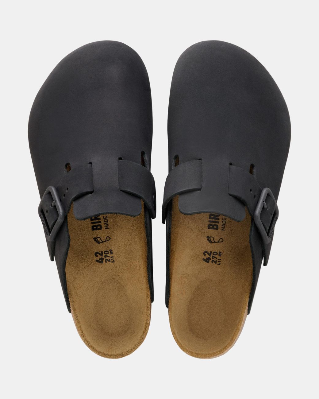 Birkenstock Black Boston Wire Buckle Nubuck Leather Clogs
