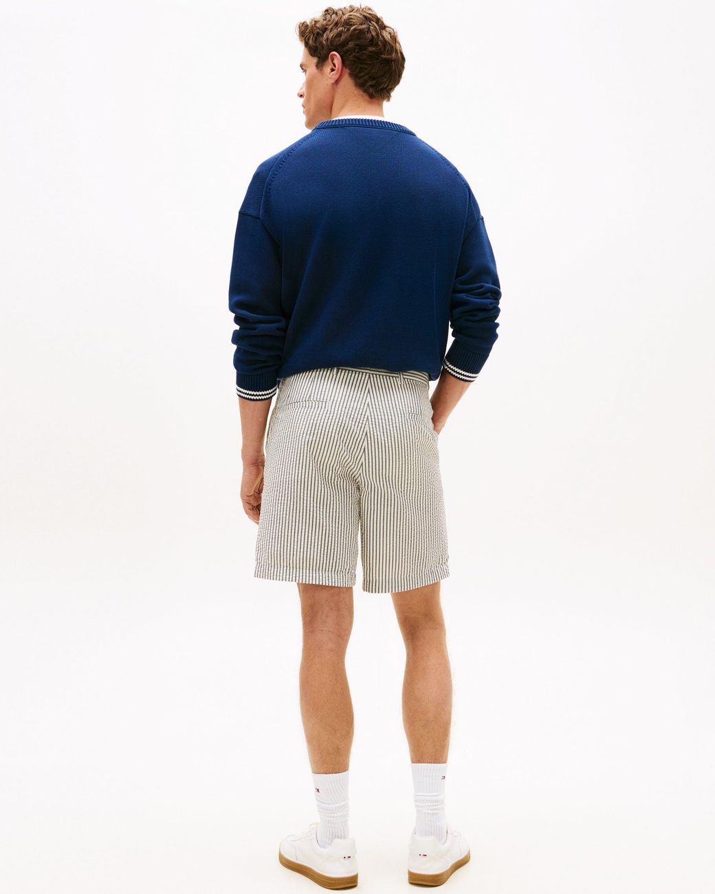 Tommy Hilfiger Gray Dover 8 Inch Seersucker Strip Shorts for men