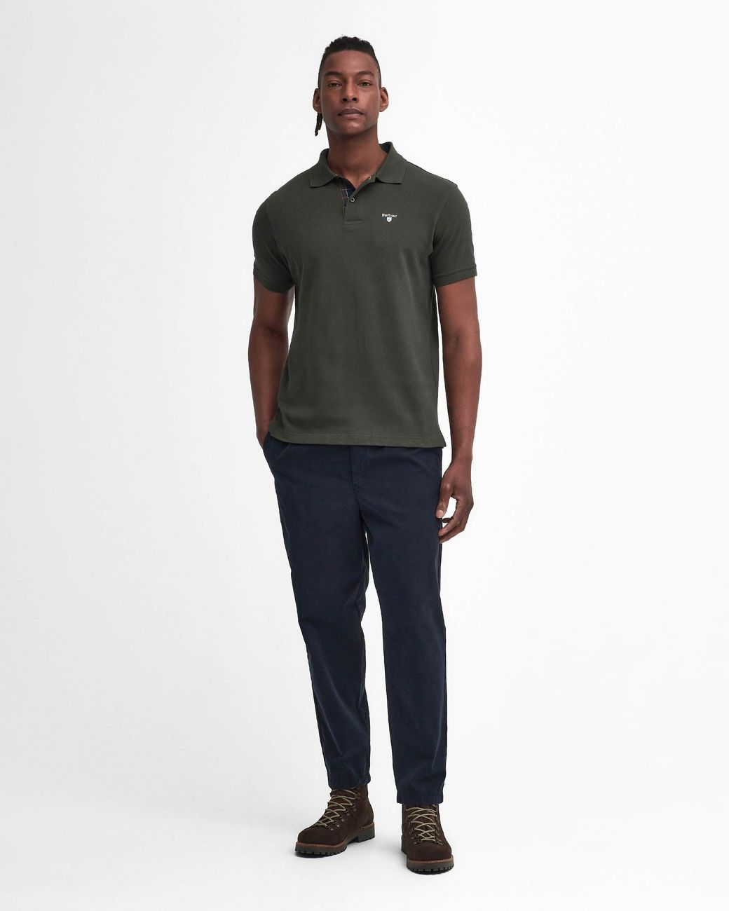 Barbour Black Tartan Pique Polo for men