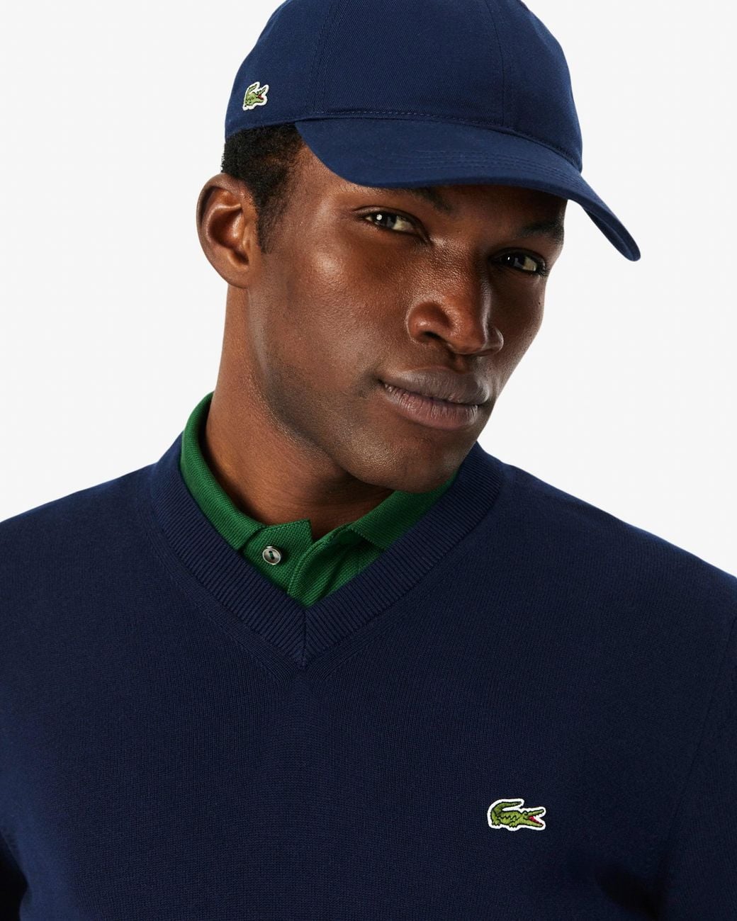 Lacoste Blue Monochrome Jersey V Neck Sweater for men