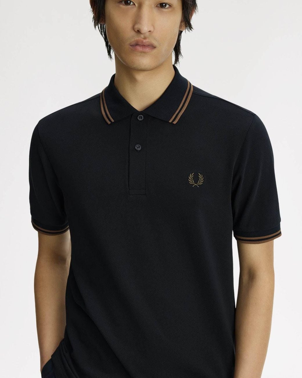Fred Perry Black Twin Tipped Signature Polo Shirt for men