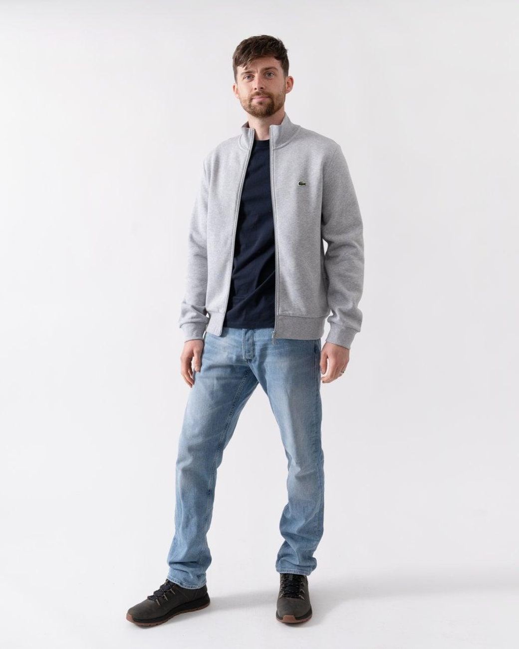 Lacoste Blue Regular Fit Brushed Fleece Zippered Sweatshirt Chine Cca, Size: M for men