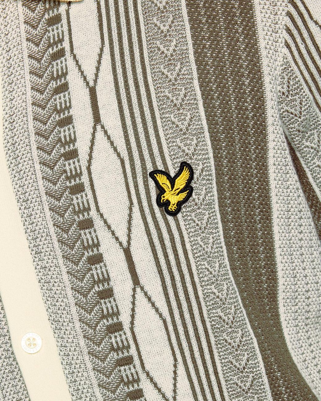 Lyle & Scott Natural Jacquard Knitted Polo Shirt for men