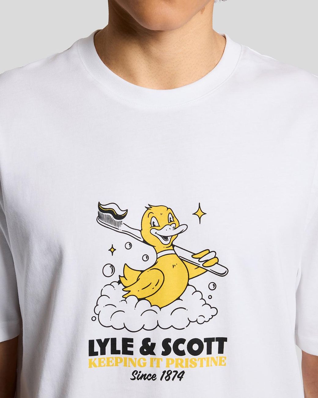 Lyle & Scott White Chest Print Graphic T-Shirt for men