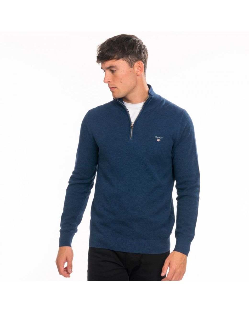 GANT Mens Cotton Pique Half Zip
