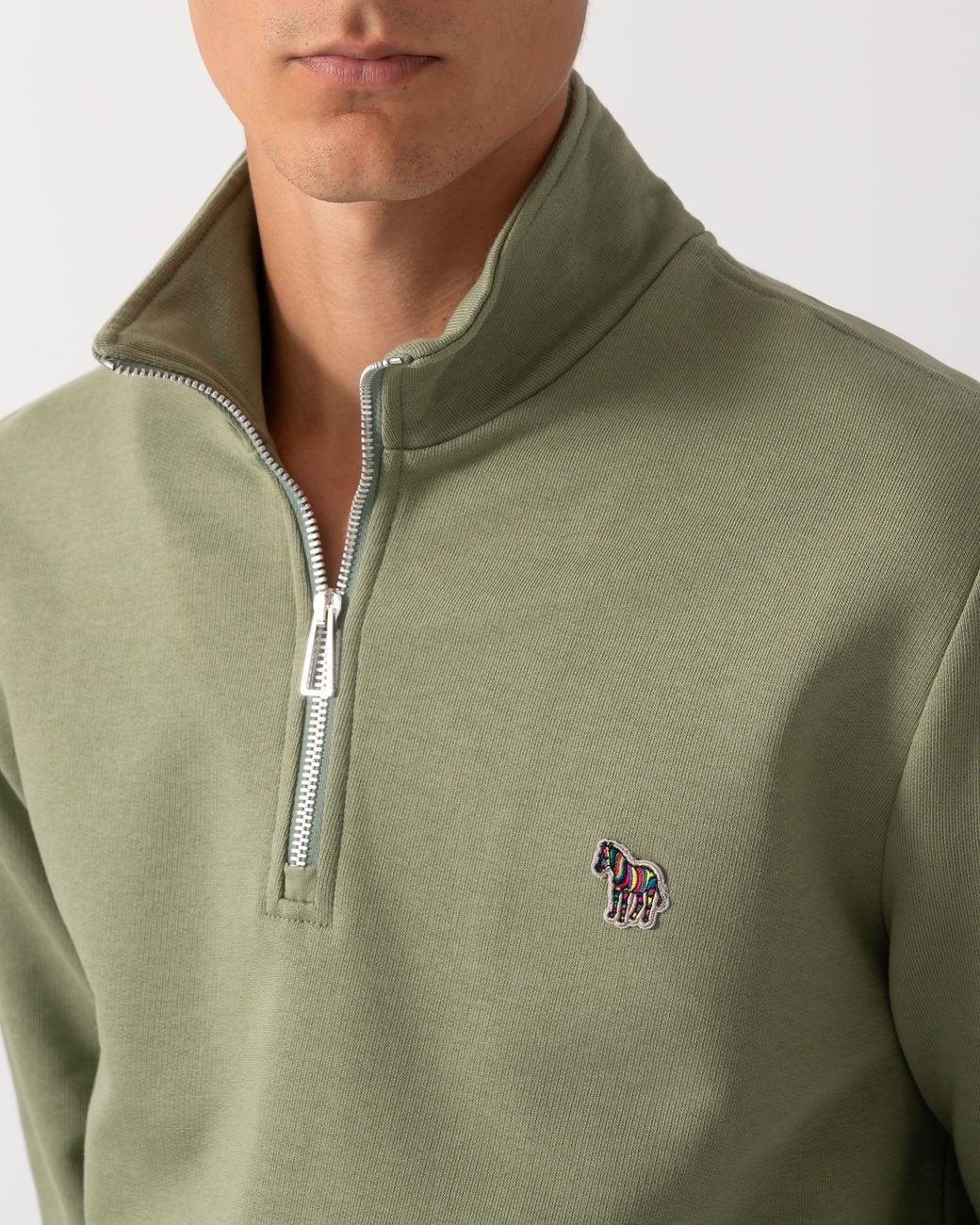 Paul Smith Green Ps Regular Fit Half Zip Sweatshirt With Zebra Logo for men