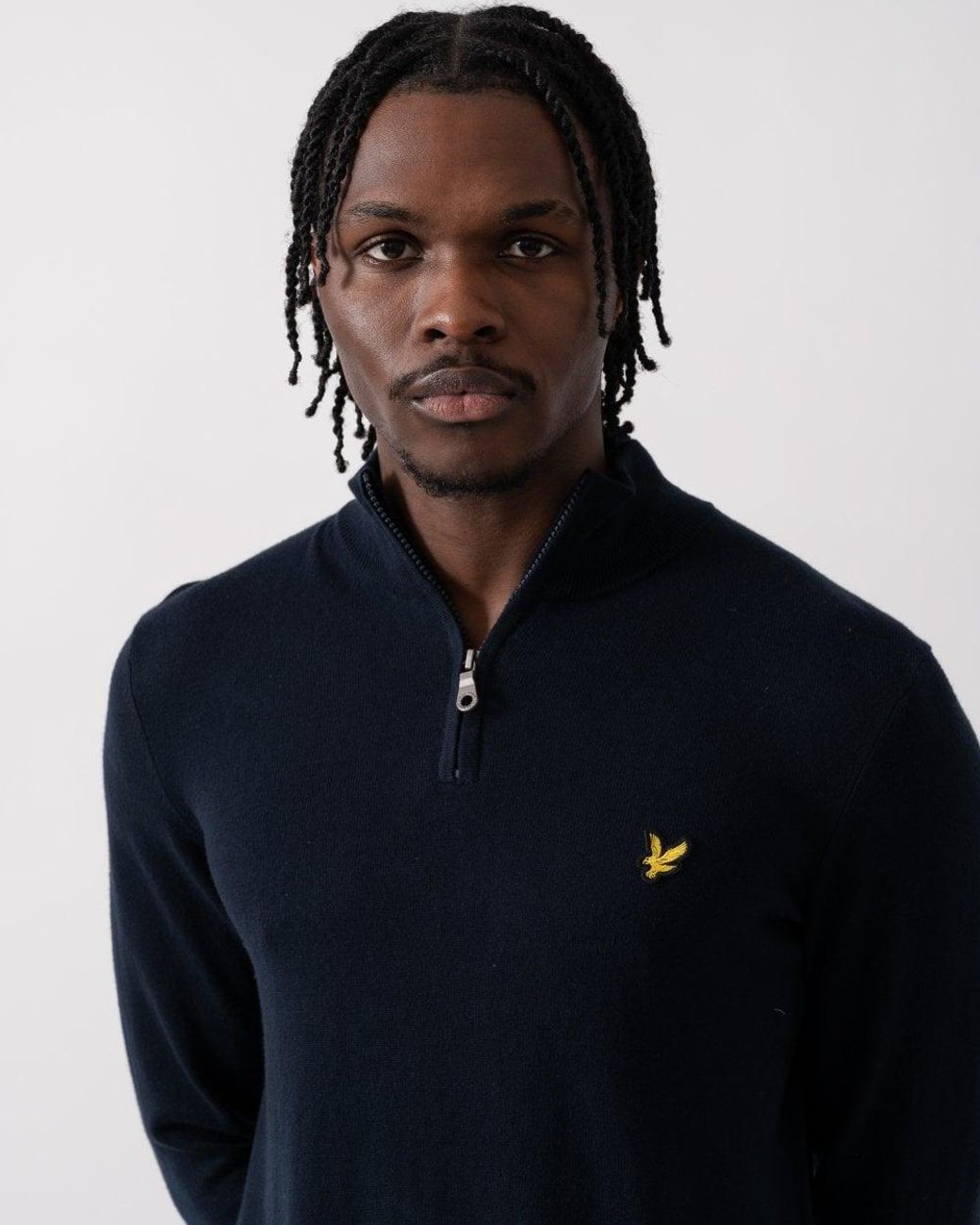 Lyle & Scott Blue Lyle & Scott Cotton Merino Quarter Zip Jumper for men