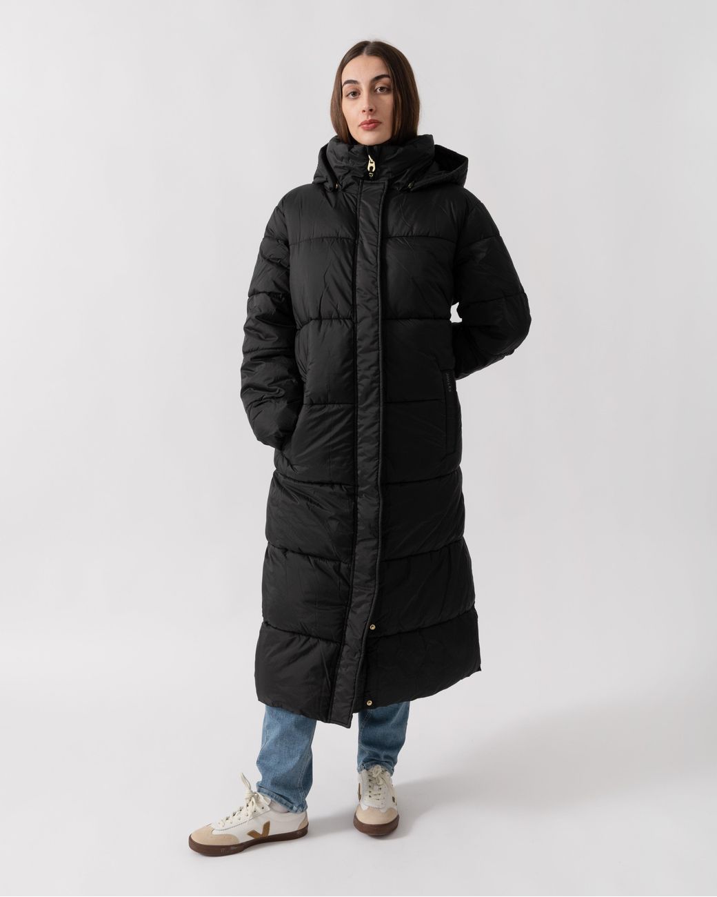 Joules Black Pitchside Long Padded Jacket