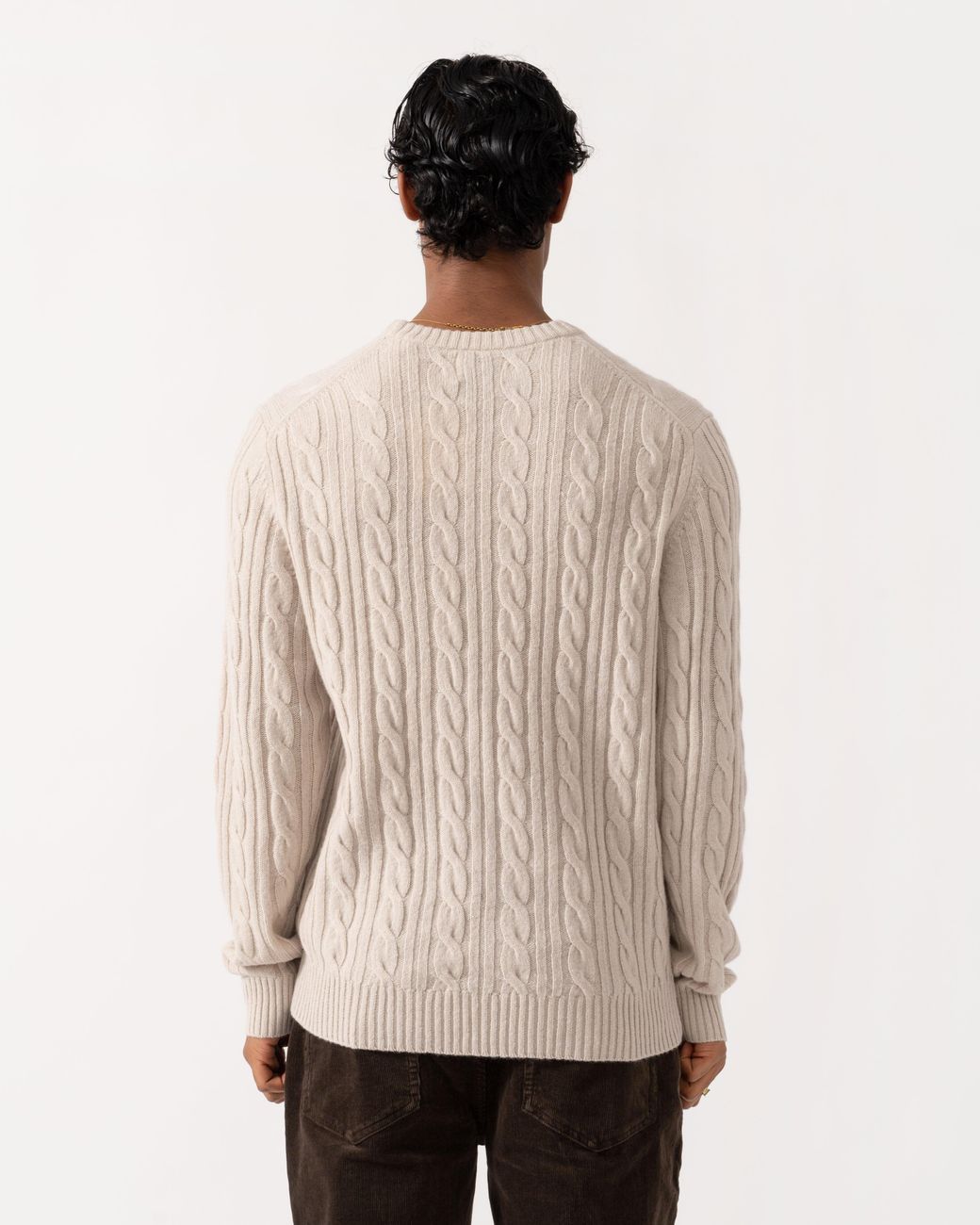 Gant Natural Lambswool Cable Crew Neck Sweater for men