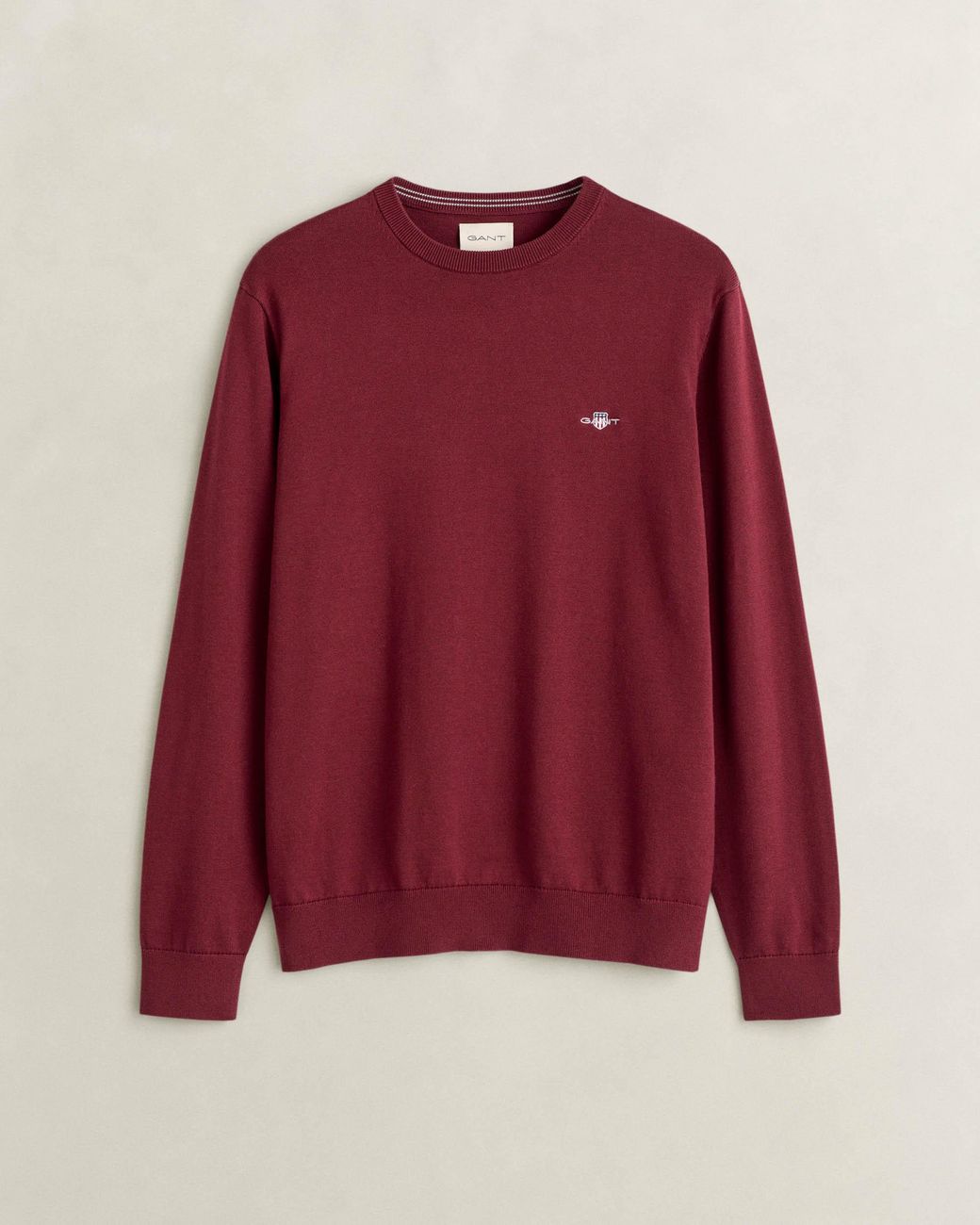 Gant Red Classic Cotton Shield Logo Crew Neck Jumper for men