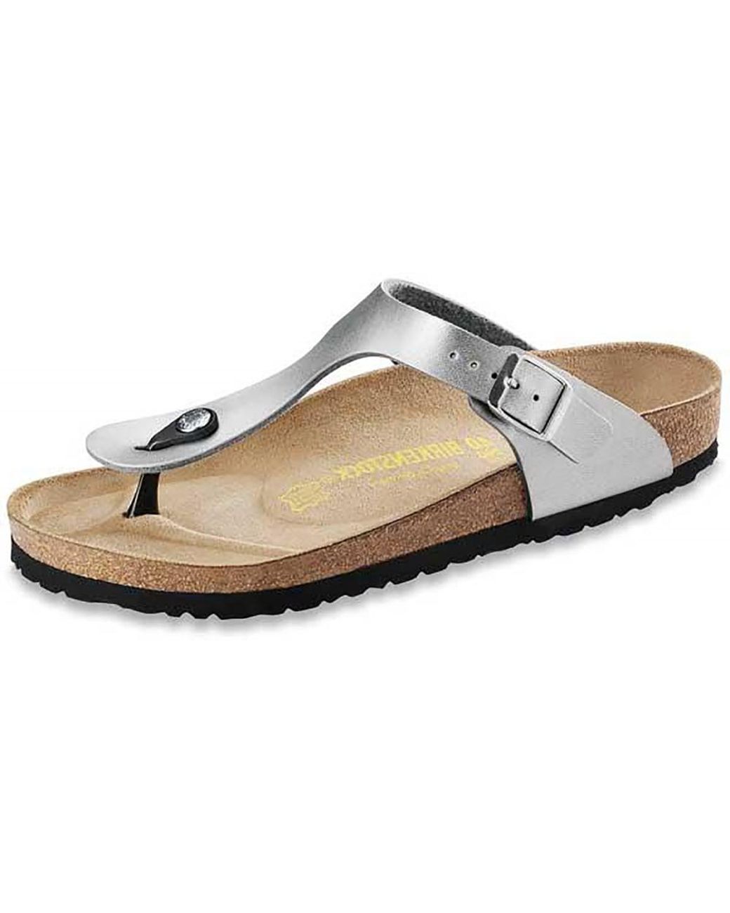 Birkenstock Leather Gizeh Birko-florÂ® Ladies Flip Flop in Silver (Metallic) - Lyst