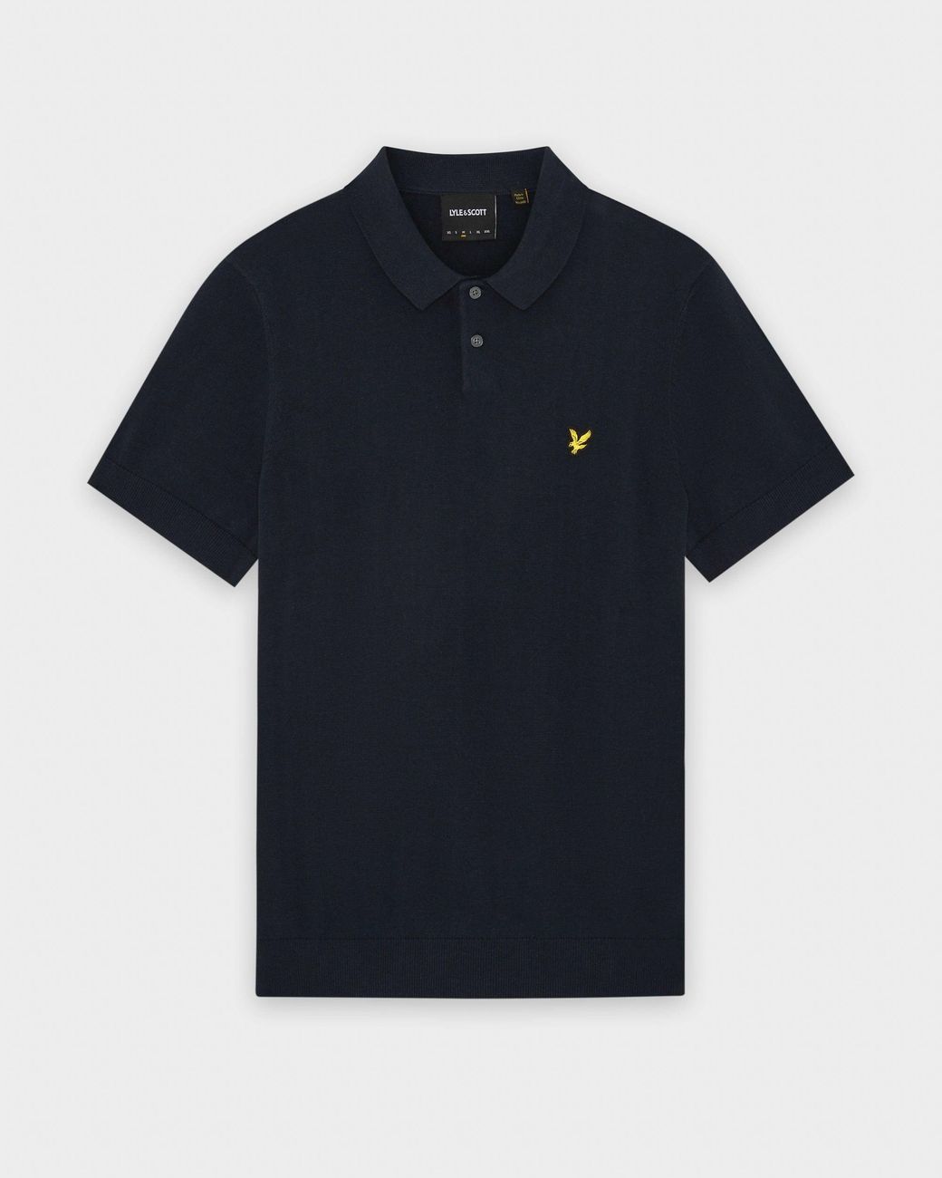 Lyle & Scott Black Cotton Knitted Polo Shirt for men