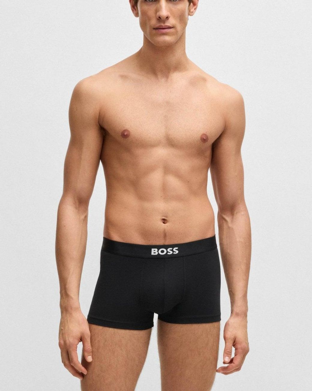 Boss Black 3-pack Stretch-cotton Trunks With Logo Waistbands Nos for men