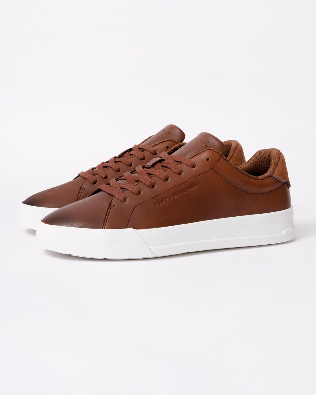 Tommy Hilfiger Brown Th Core Leather Court Trainers for men