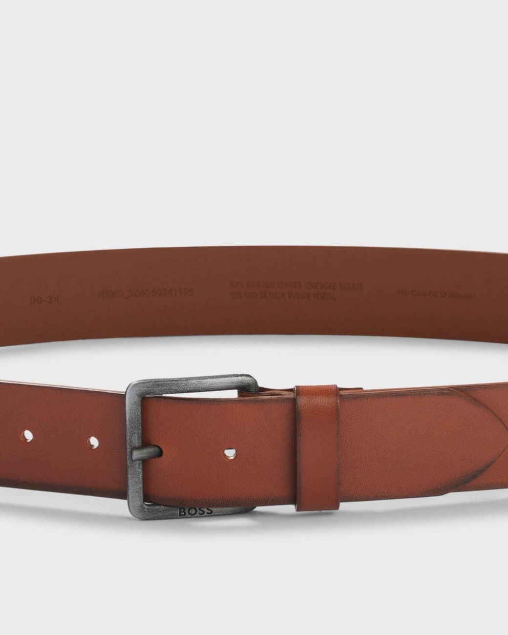 Boss Brown Jeeko Leather Belt With Logo Buckle for men