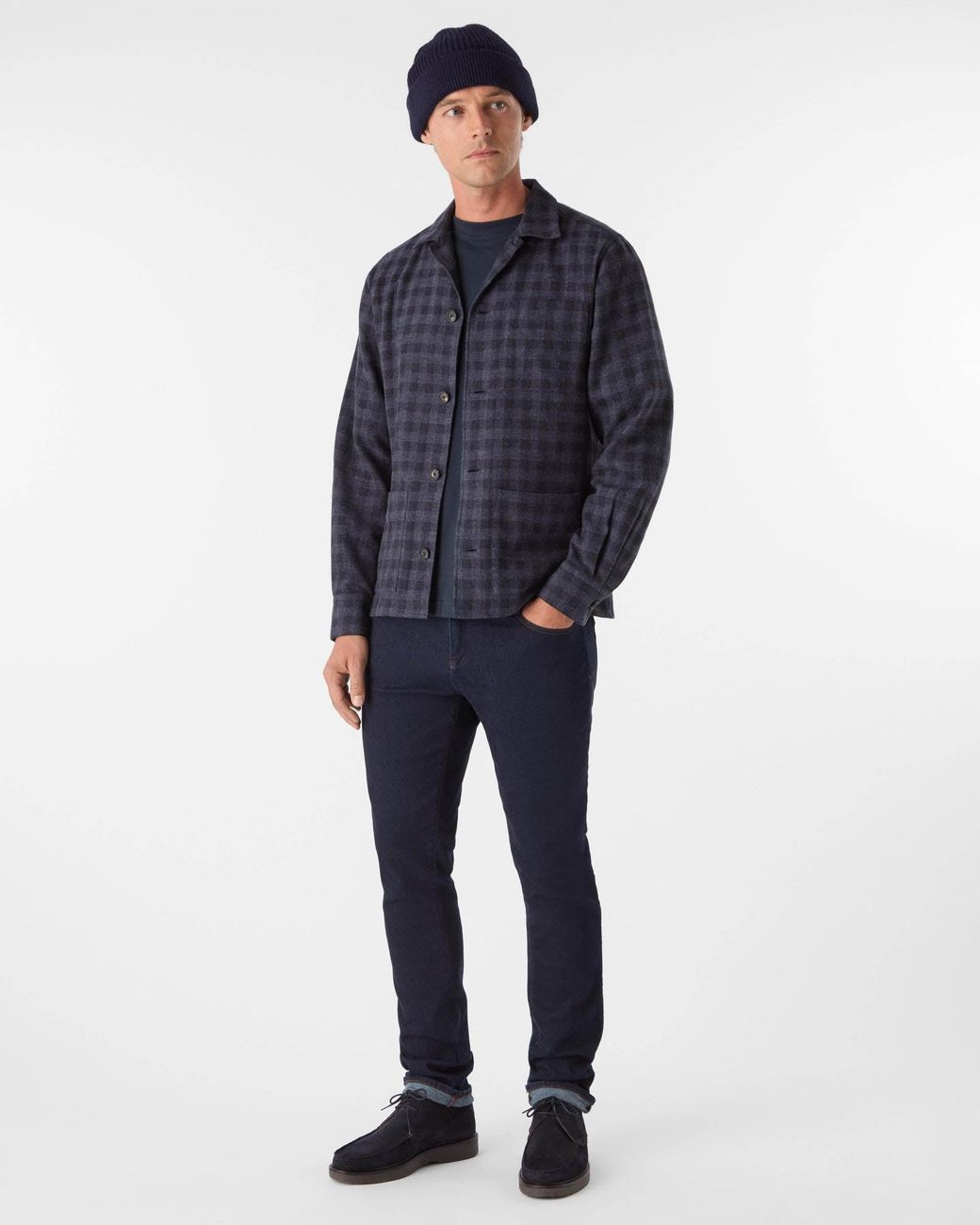 Oliver Sweeney Blue Tramore Brushed Cotton Overshirt for men