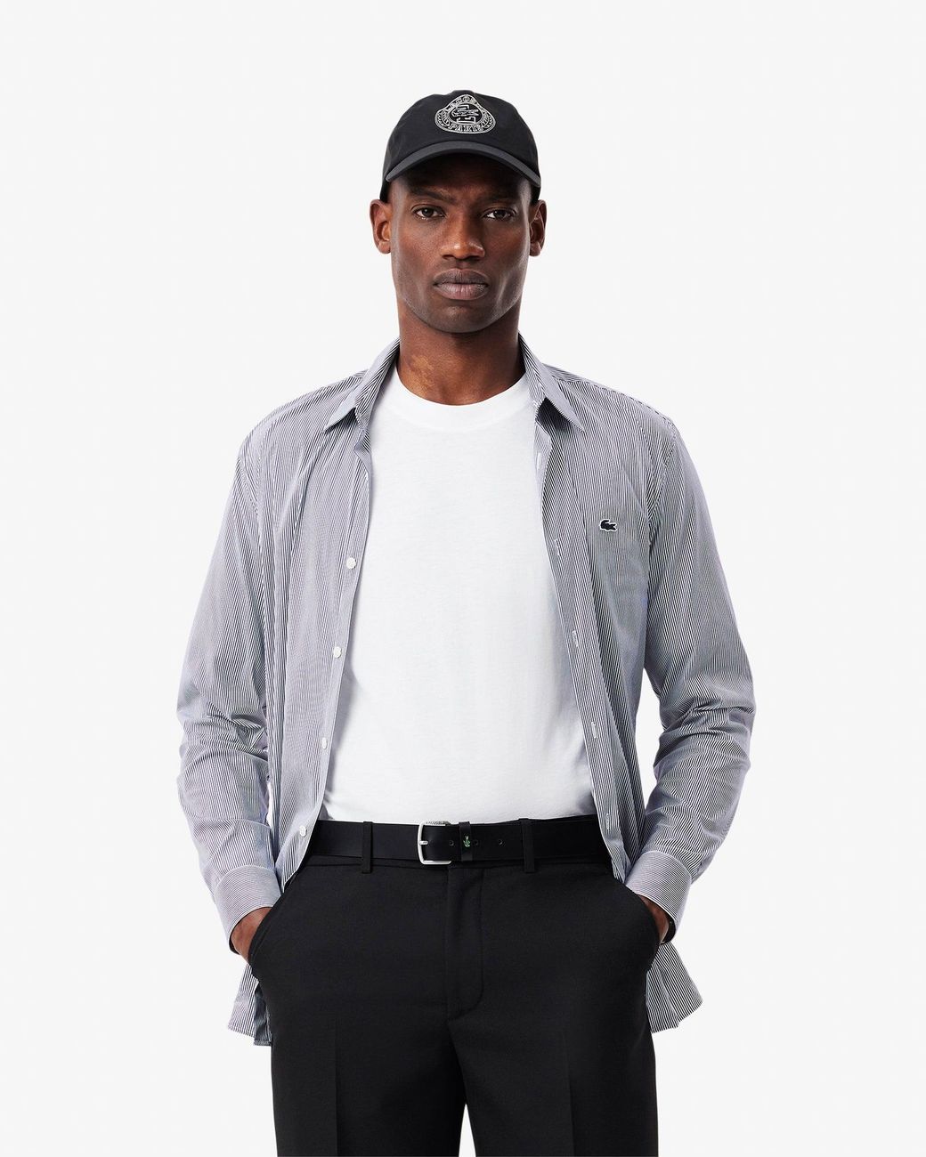 Lacoste White Raw Edge Leather Belt for men