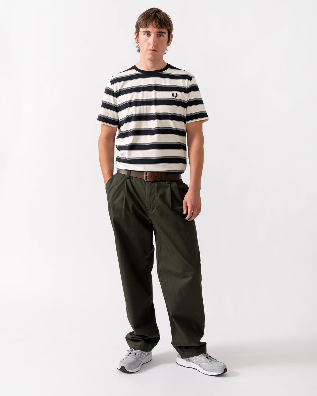 Fred Perry White Fine Stripe T-Shirt for men