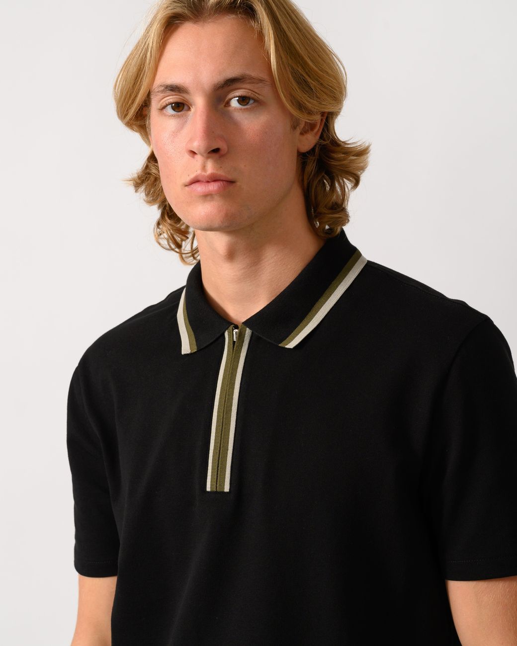 Paul Smith Black Ps Zip Polo Shirt With Tipped Collar And Placket for men