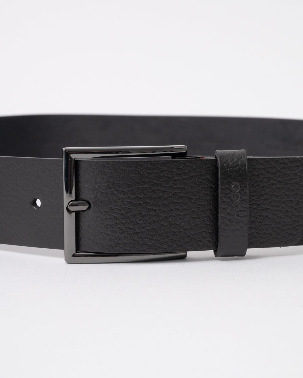 HUGO Black Giaspo-Gr Leather Belt for men