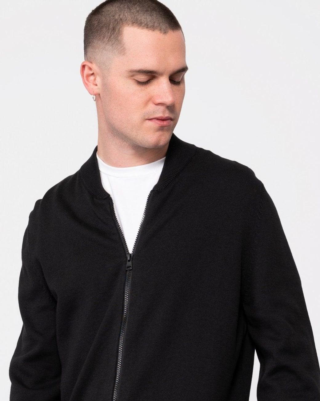 HUGO Black San Jaque-C Double Zip Cardigan 001, Size: L for men