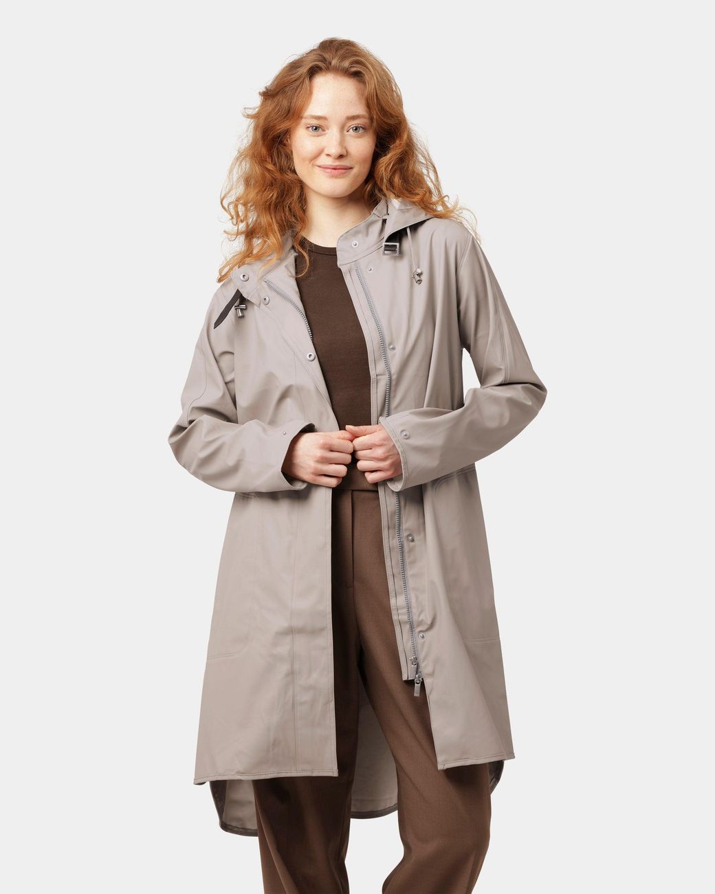 Ilse Jacobsen Natural Rain A-Line Rubberised Raincoat