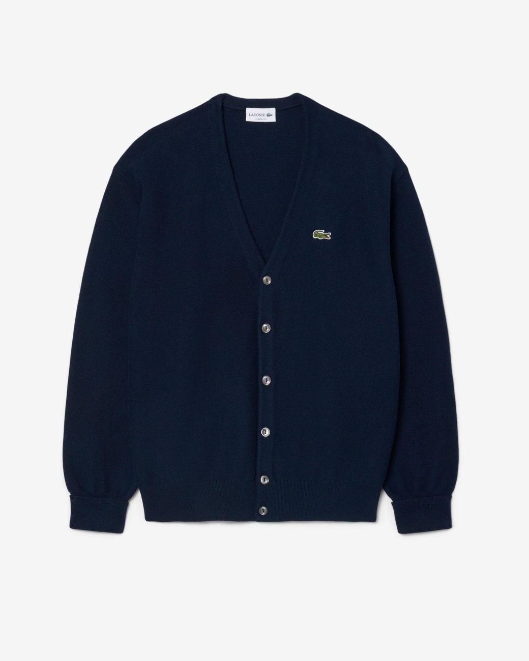 Lacoste Blue V-Neck Cotton Knit Cardigan for men