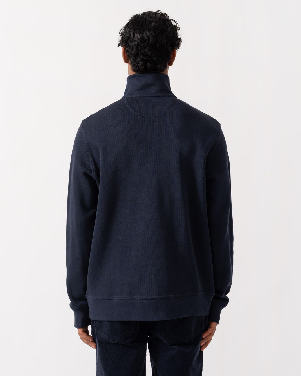 Gant Blue Sacker Rib Half Zip Sweatshirt for men