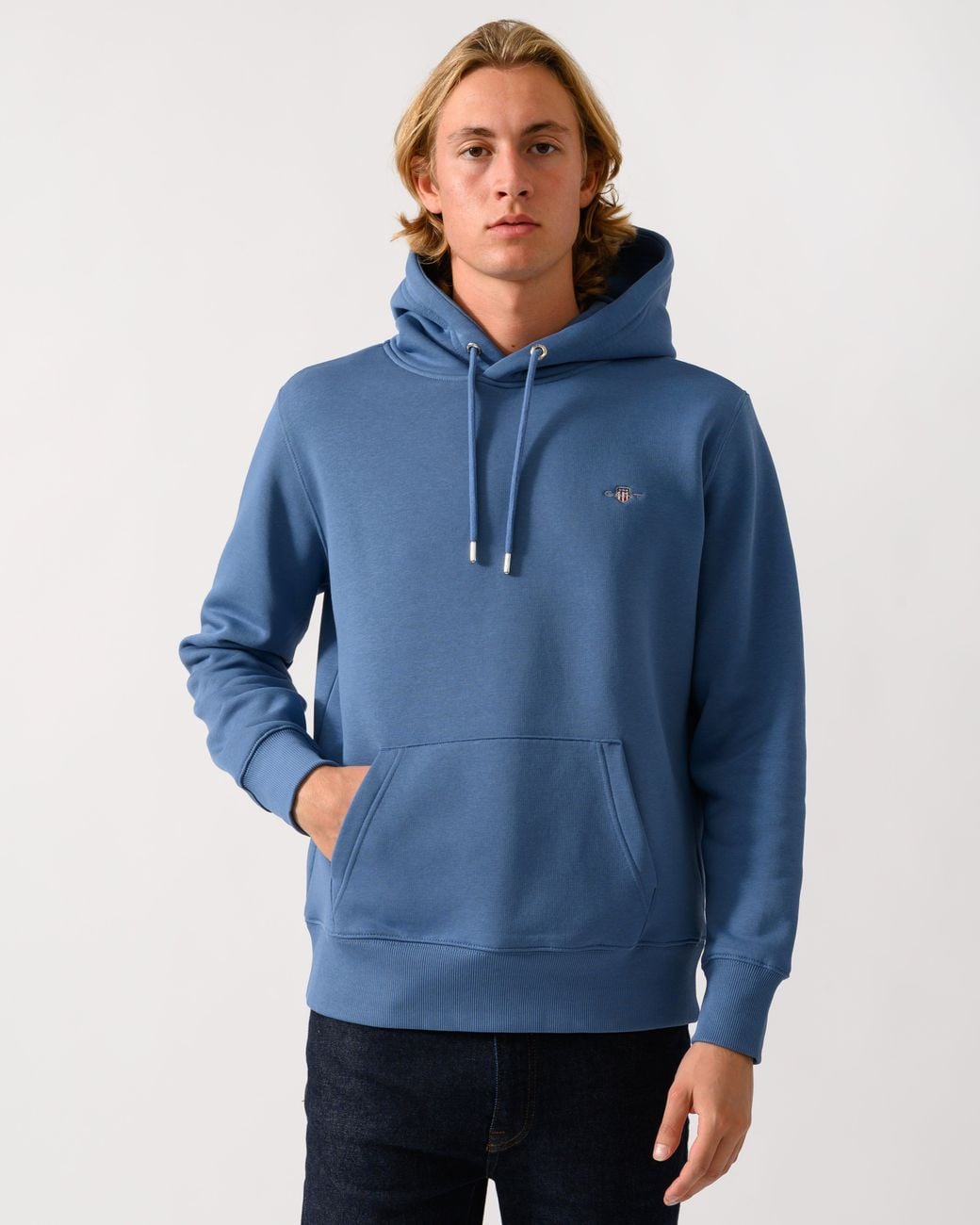 Gant Blue Regular Fit Shield Logo Pullover Hoodie for men