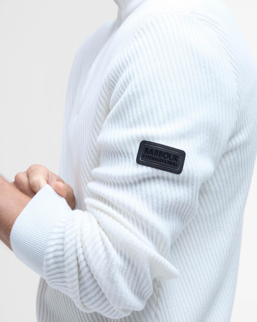 Barbour White Dune Funnel Neck Jumper for men