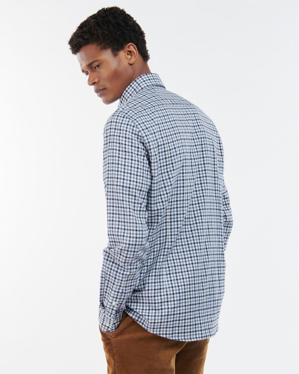 Barbour Blue Finkle Long Sleeve Tailored Fit Shirt Size: L for men
