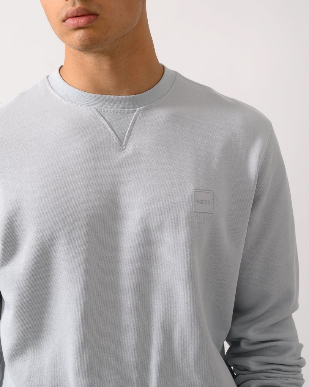 Boss Gray Westart Crew Neck Sweatshirt With Logo Patch for men