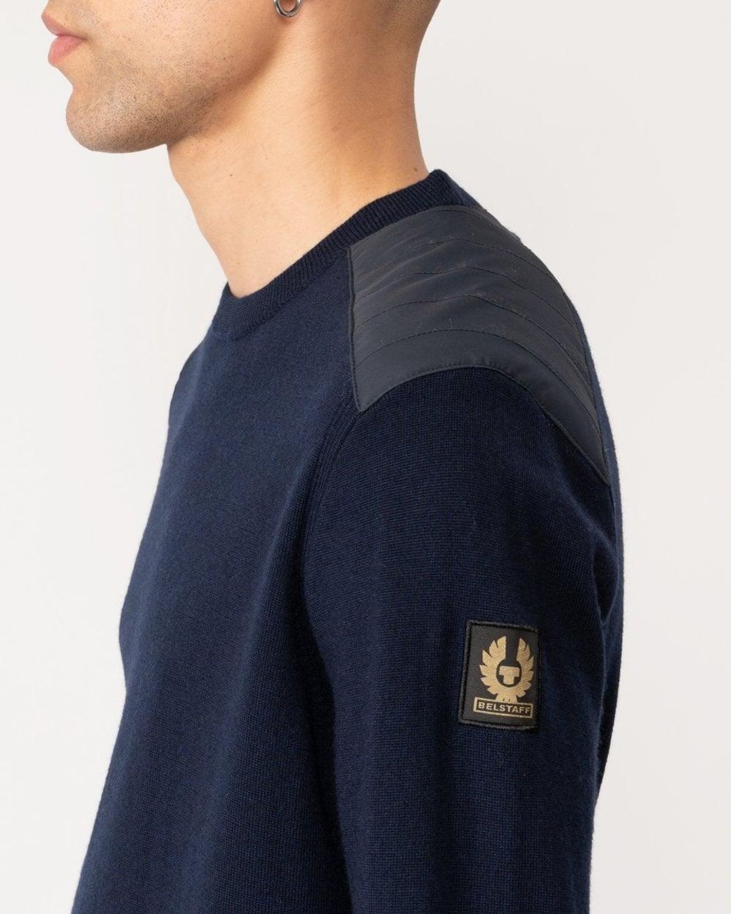 Belstaff Blue Kerrigan Merino Wool Crew Neck Jumper for men