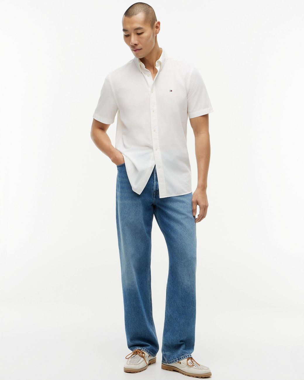 Tommy Hilfiger White Gmd Poplin Short Sleeve Shirt for men