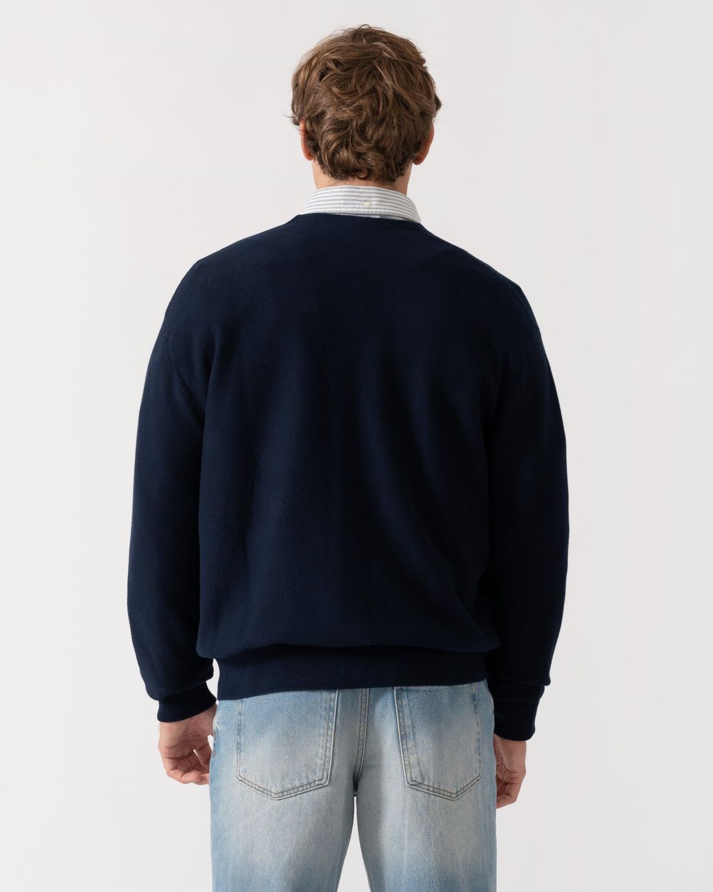 Lacoste Blue V-Neck Cotton Knit Cardigan for men