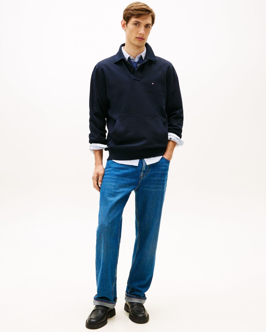 Tommy Hilfiger Blue Essential Terry Polo Snap Sweatshirt for men