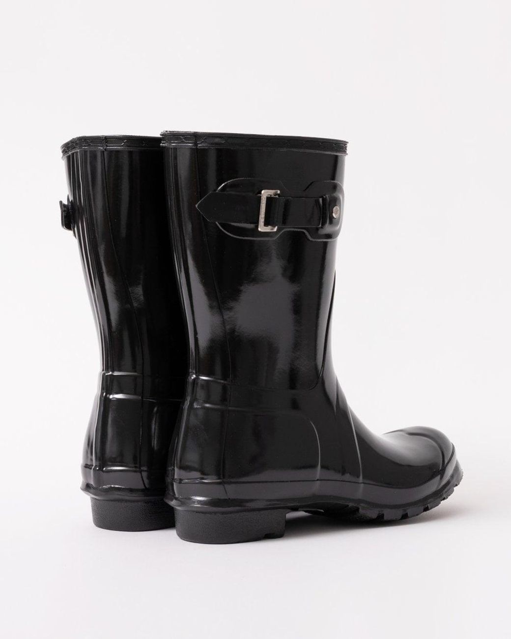 Hunter Black Original Short Gloss Wellington Boots