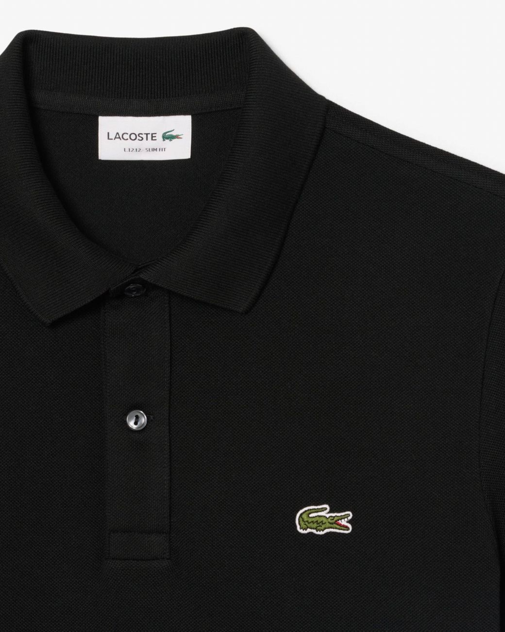 Lacoste Black Original L.12.12 Slim Fit Petit Piqué Cotton Polo Shirt for men