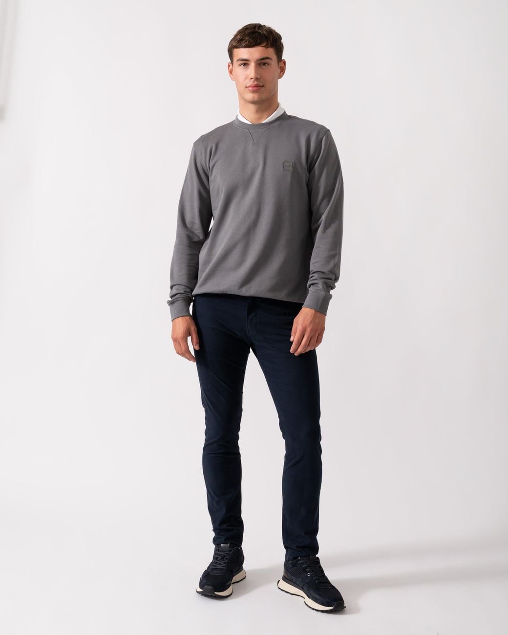 Boss Gray Boss Westart Crew Neck Sweatshirt With Logo Patch for men