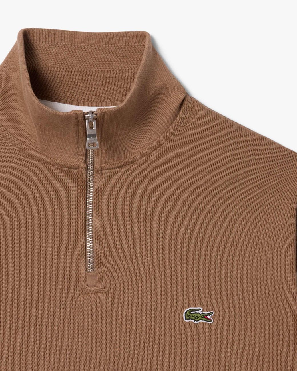 Lacoste Brown Zippered Stand-Up Collar Cotton Sweatshirt for men