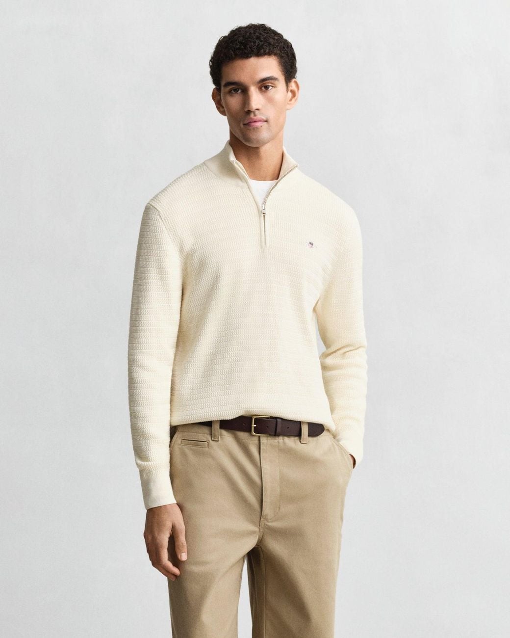 Gant Natural Mini Cable Half Zip Jumper for men