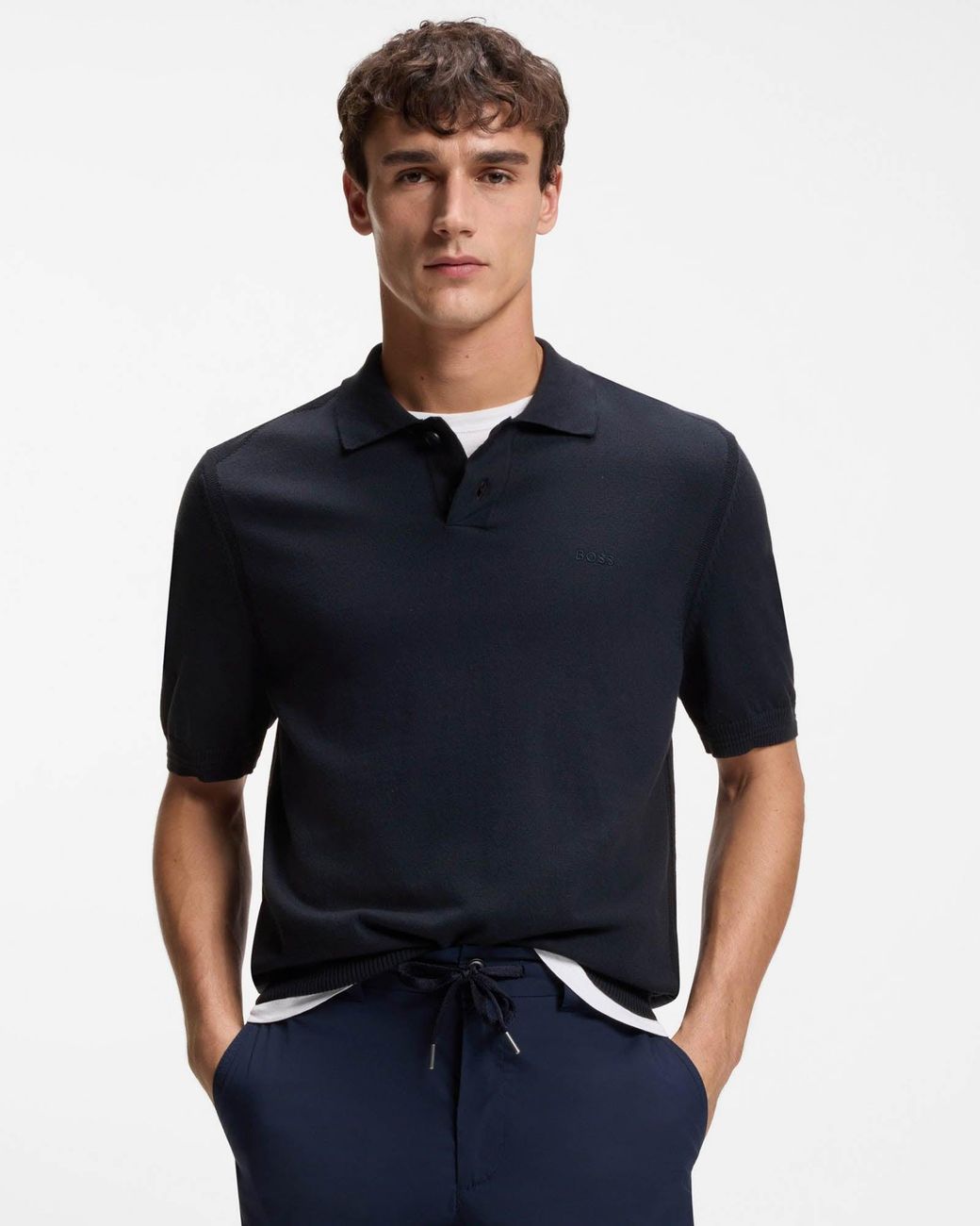 Boss Blue Asac_P Short Sleeve Polo Shirt for men